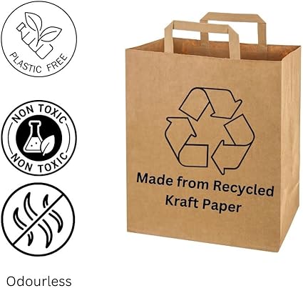 Wraplyft - Brown Flat Handle Paper Carrier Bag in S, M, L & XL