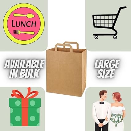 Wraplyft - Brown Flat Handle Paper Carrier Bag in S, M, L & XL