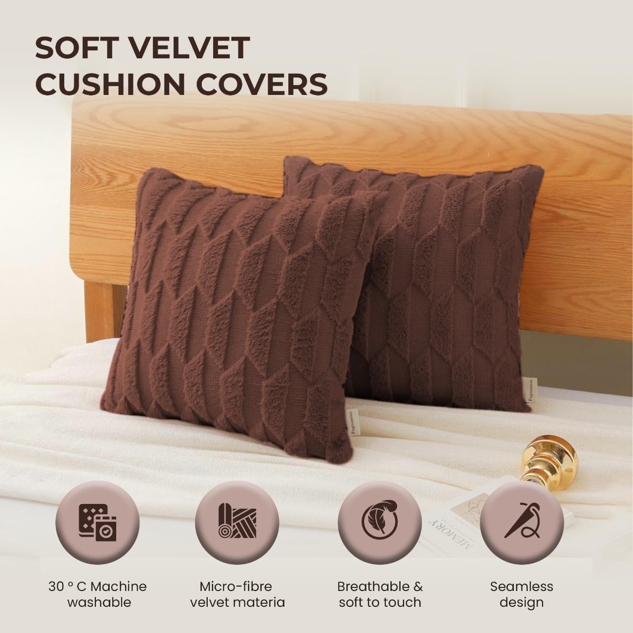 Pagnanno - Soft Velvet Cushion Covers Set of 2 & 4