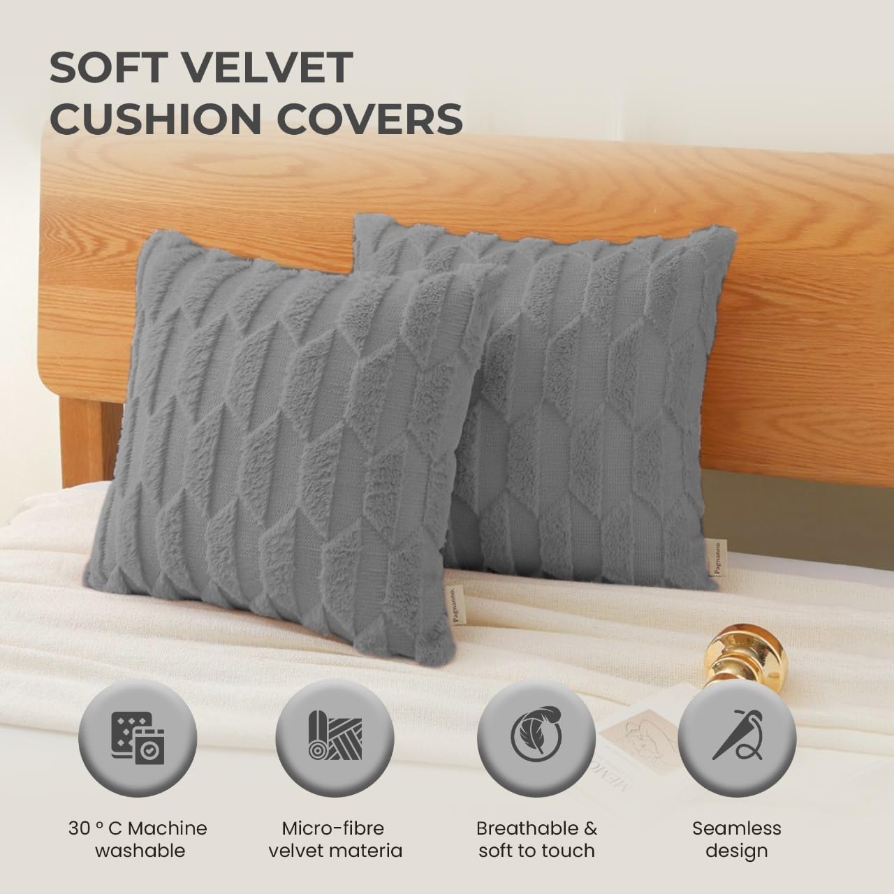 Pagnanno - Soft Velvet Cushion Covers Set of 2 & 4