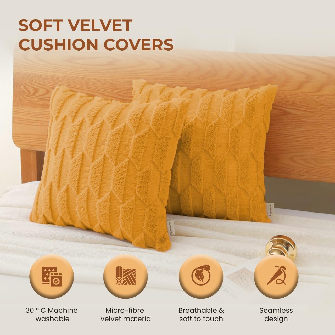 Pagnanno - Soft Velvet Cushion Covers Set of 2 & 4