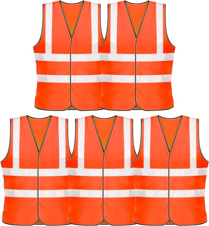 Vasego - Visibility Plain Safety Vests Pack of 5