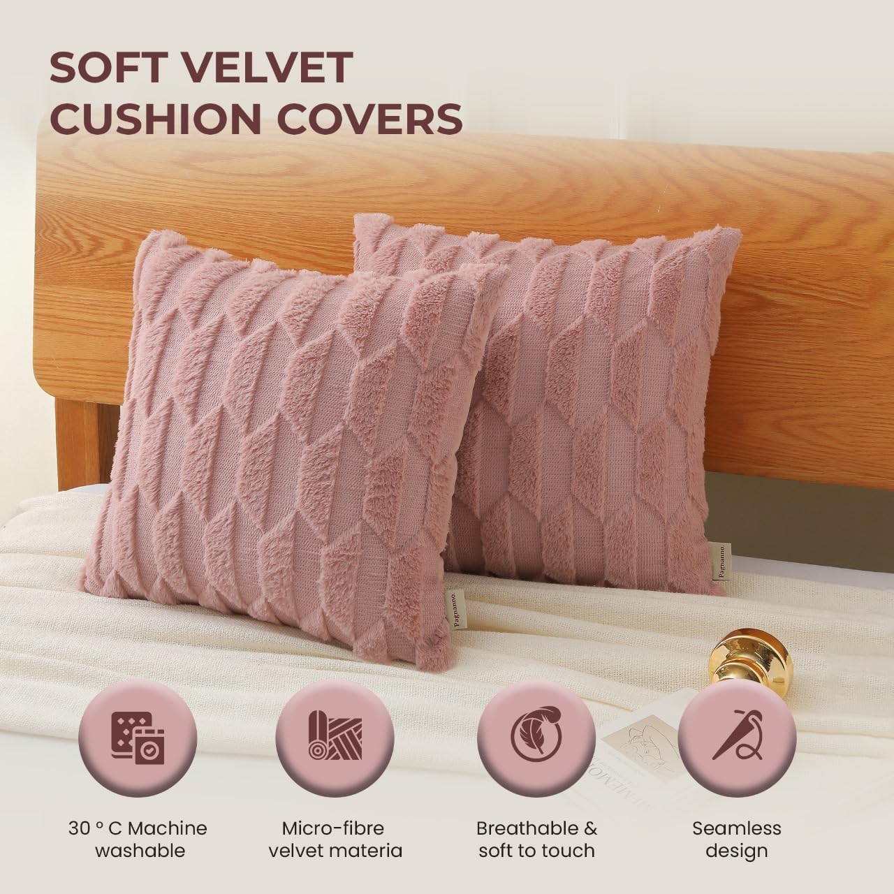 Pagnanno - Soft Velvet Cushion Covers Set of 2 & 4