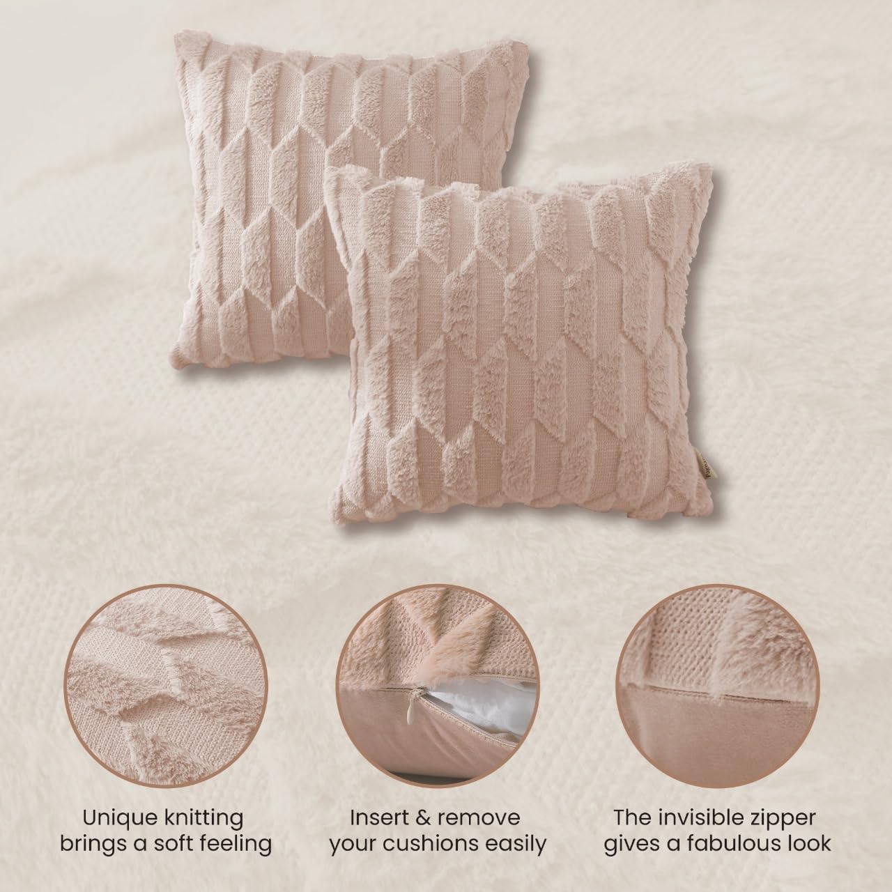 Pagnanno - Soft Velvet Cushion Covers Set of 2 & 4