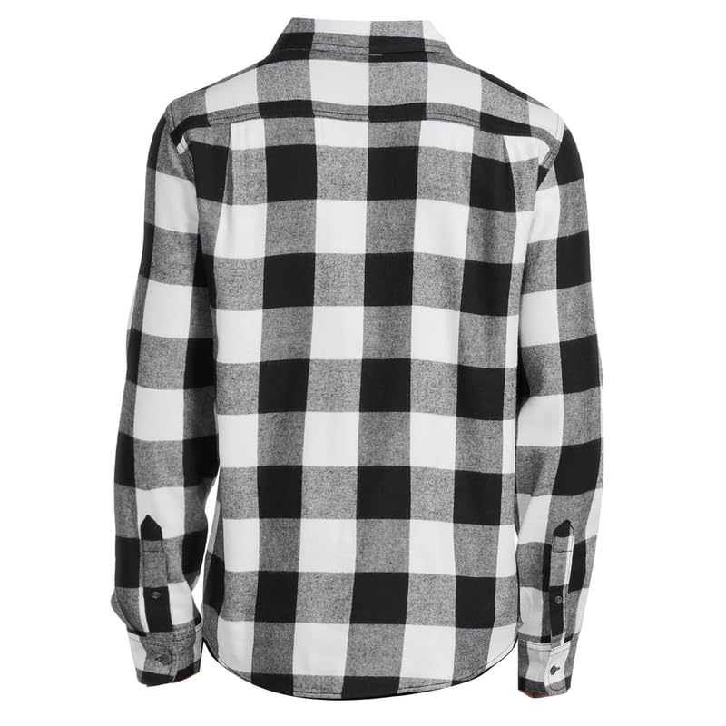 Vasego Men’s Flannel Shirt, Long Sleeve Regular Fit Cotton Lumberjack Shirt with Button-Down Pockets (White & Black, XXL)