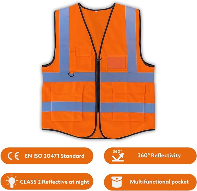 Vasego - Hi Visibility Executive Reflective Safety Vest in Black