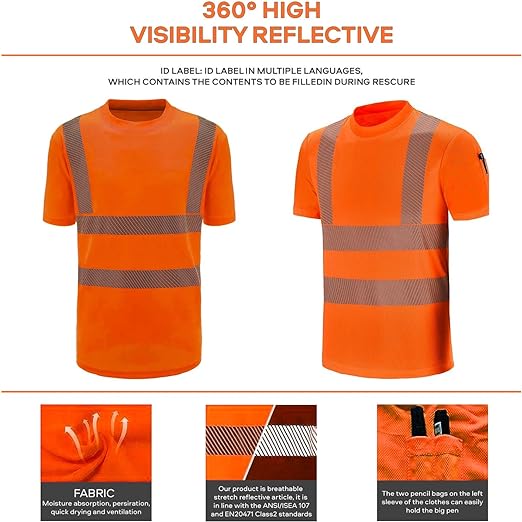 Vasego - Hi Visibility Reflective Safety T- Shirt