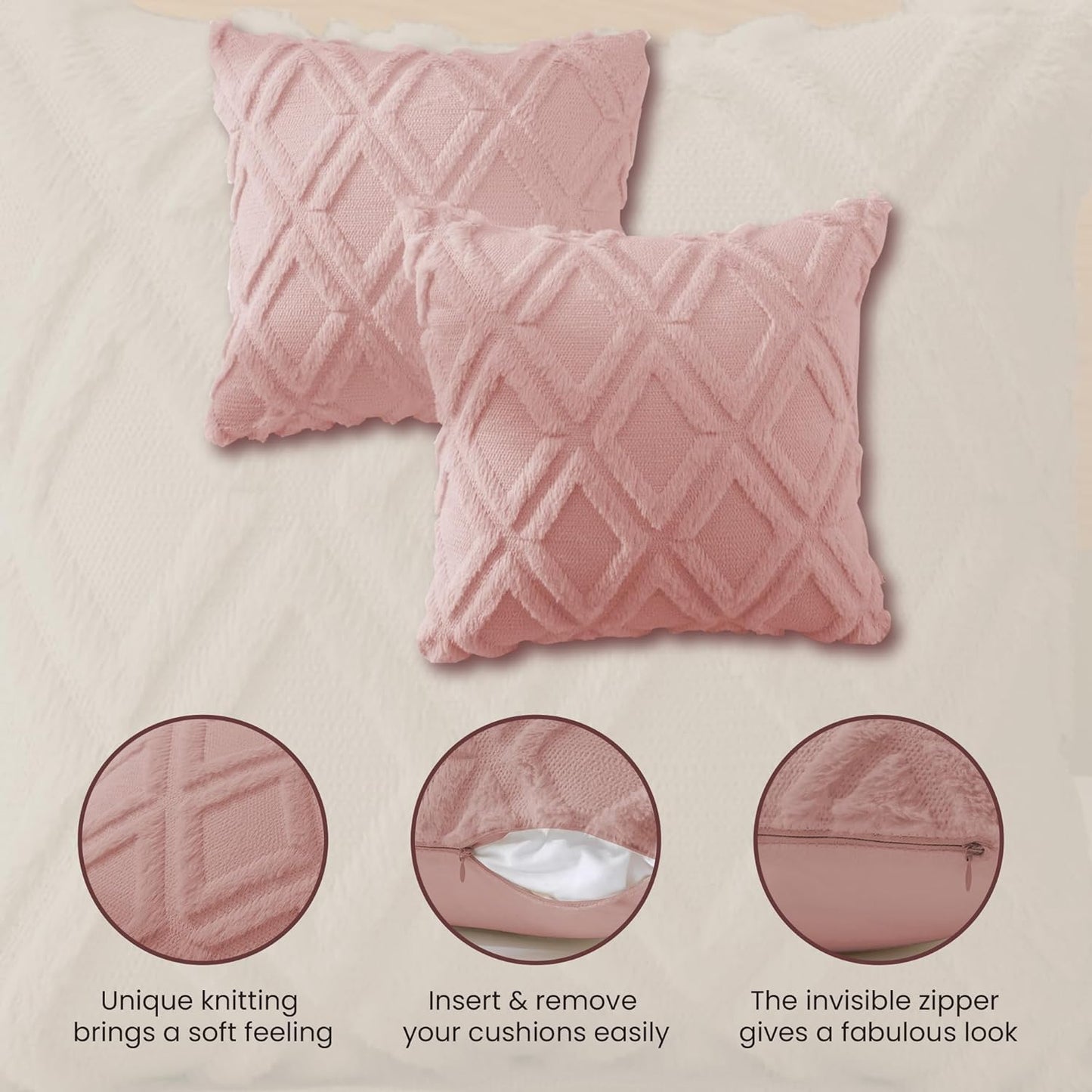 Pagnanno - Soft Velvet Cushion Covers Set of 2 & 4 - Design 7