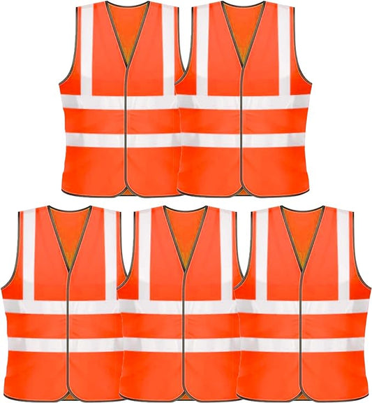 Vasego - Visibility  Plain  Safety Vests Pack of 5