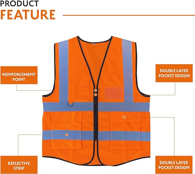 Vasego - Hi Visibility Executive Reflective Safety Vest in Black