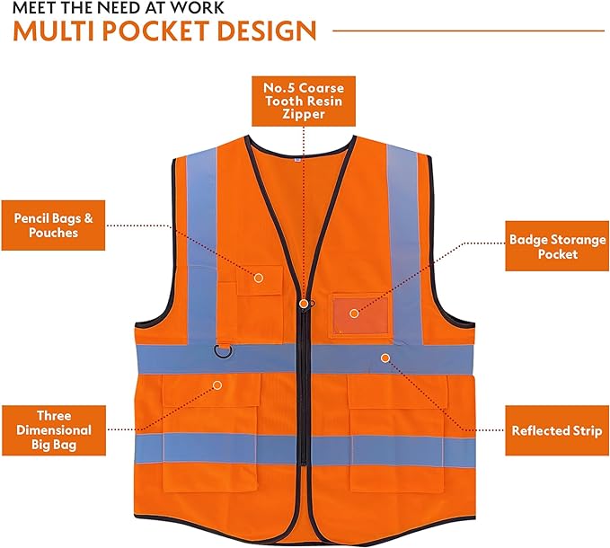 Vasego - Hi Visibility Executive Reflective Safety Vest in Black