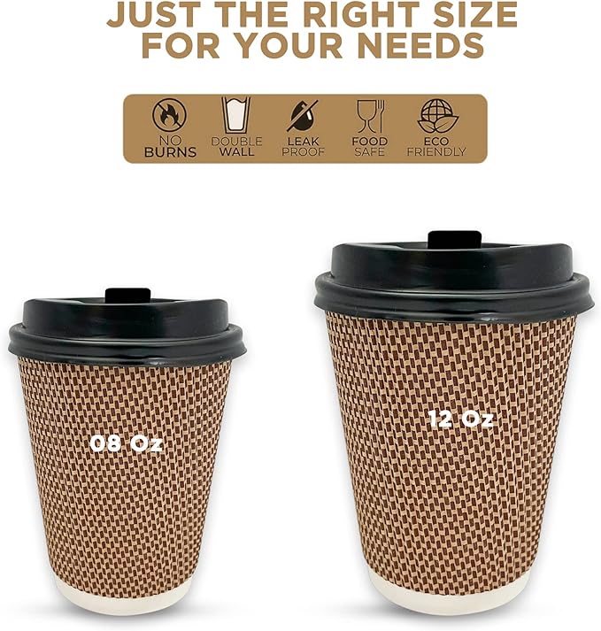 Wraplyft - Brown Checkered Disposable Coffee Cups