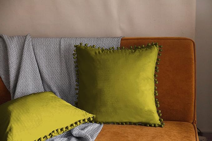 Pagnanno - Poms - Set of 2 Soft Velvet Cushion Covers