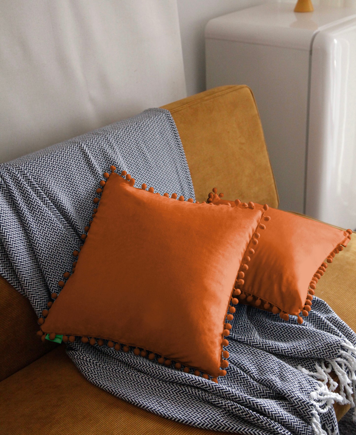 Pagnanno - Poms - Set of 2 Soft Velvet Cushion Covers