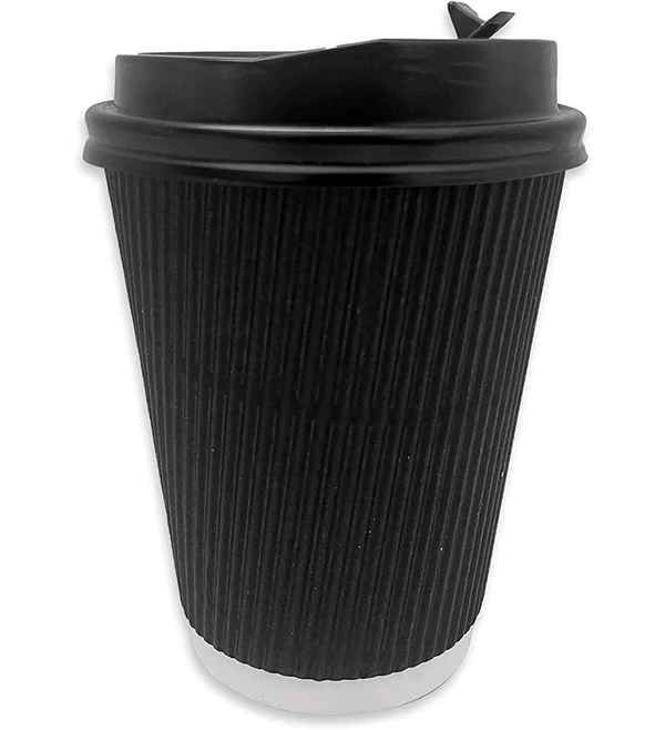 Wraplyft - Double Wall Ripple Paper Disposable Coffee Cups - Black