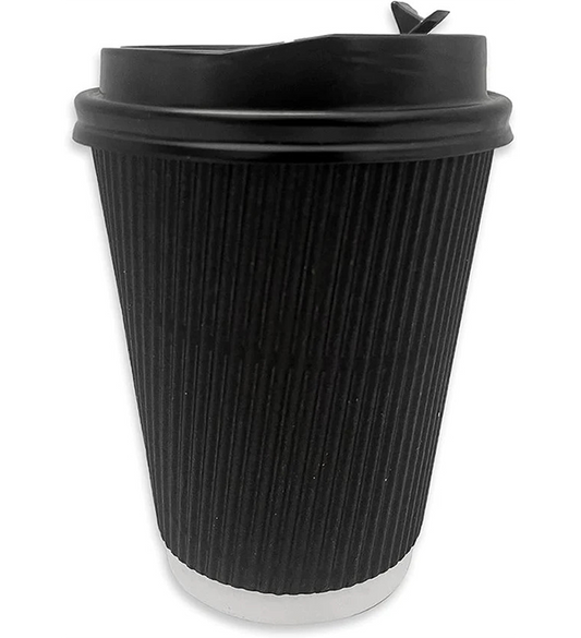 Wraplyft - Double Wall Ripple Paper Disposable Coffee Cups - Black