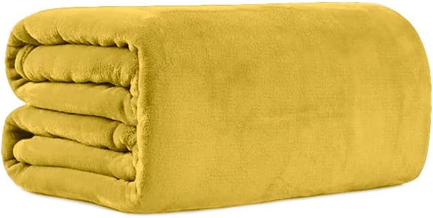 Super Soft Fleece Blanket - Mustard - Front 